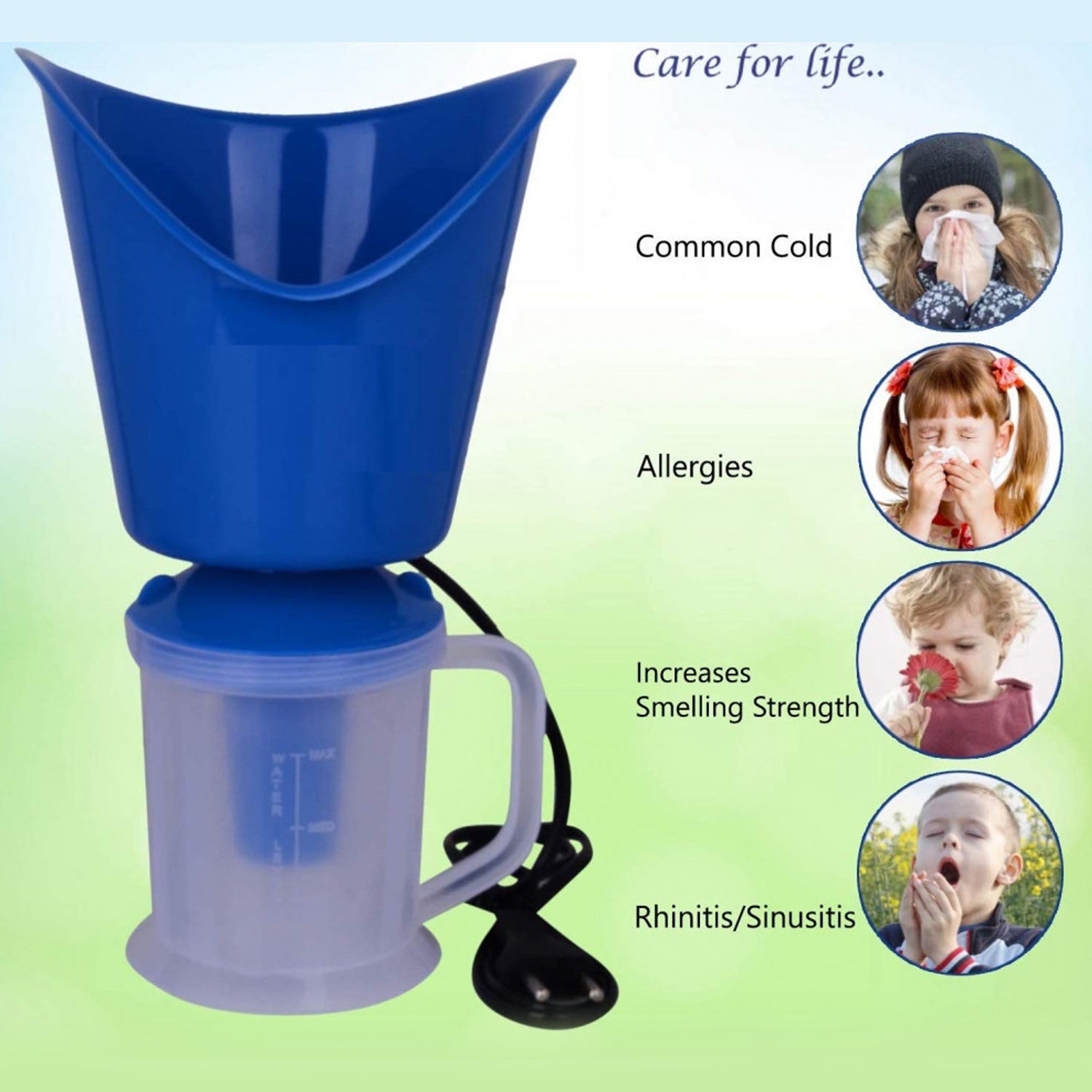 Vaporizer for inhalation, designed for cold and flu relief. Vaporizer for inhalation, designed for cold and flu relief.
